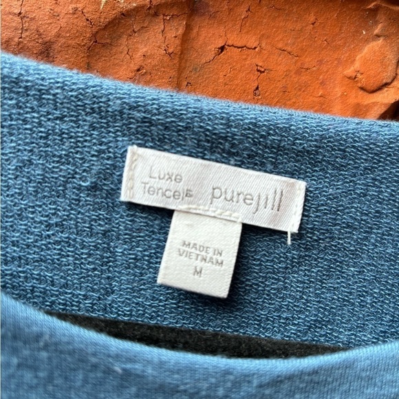 Pure Jill Womens Medium Luxe Tencel Blue Layered Long Sleeve Layered Dress - Picture 5 of 9